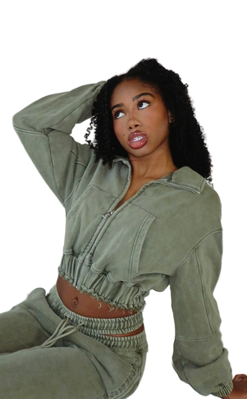 Sage Cropped Zip Jacket